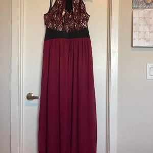 M boutique red full length dress